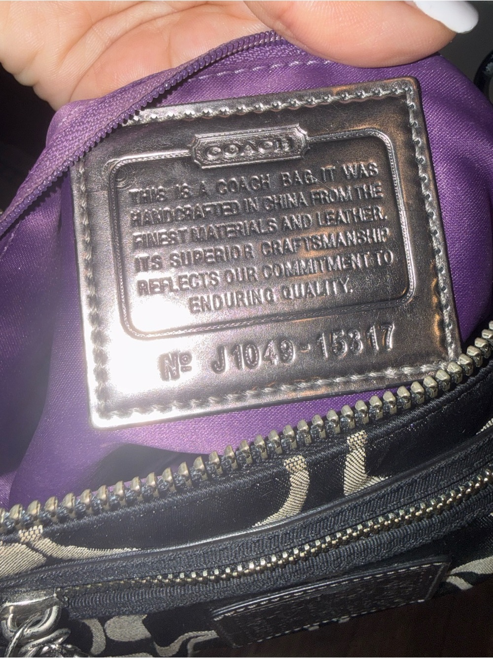 Coach Poppy Y2K Signature Shoulder Bag Black Canvas Silver Metallic Strap Charm - Picture 11 of 15